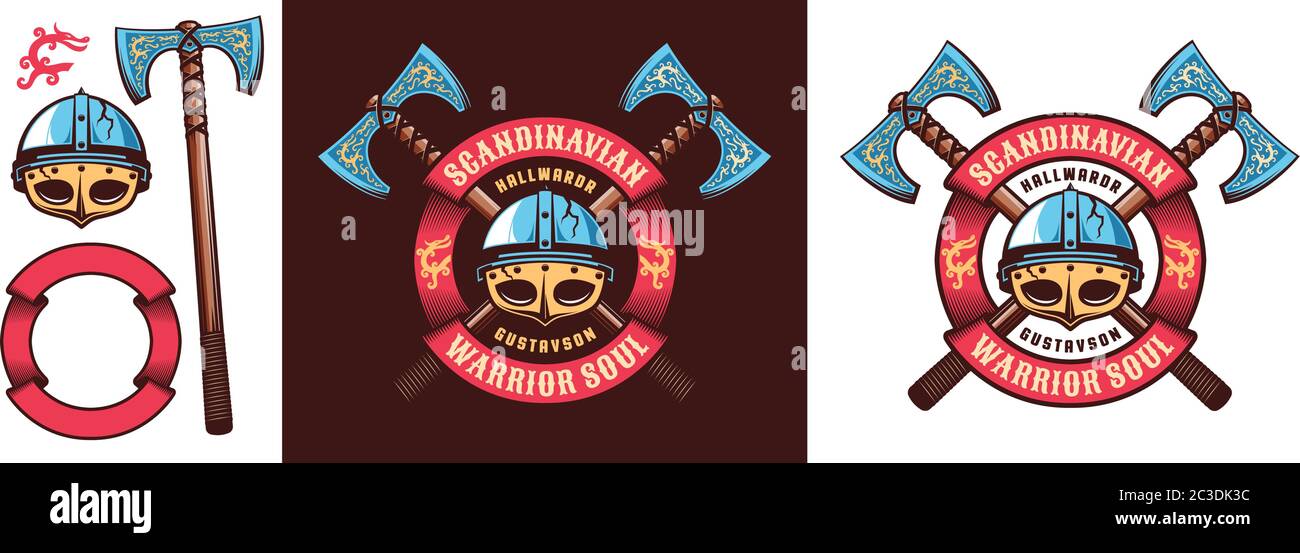 Logo scandinave Viking Warrior Illustration de Vecteur