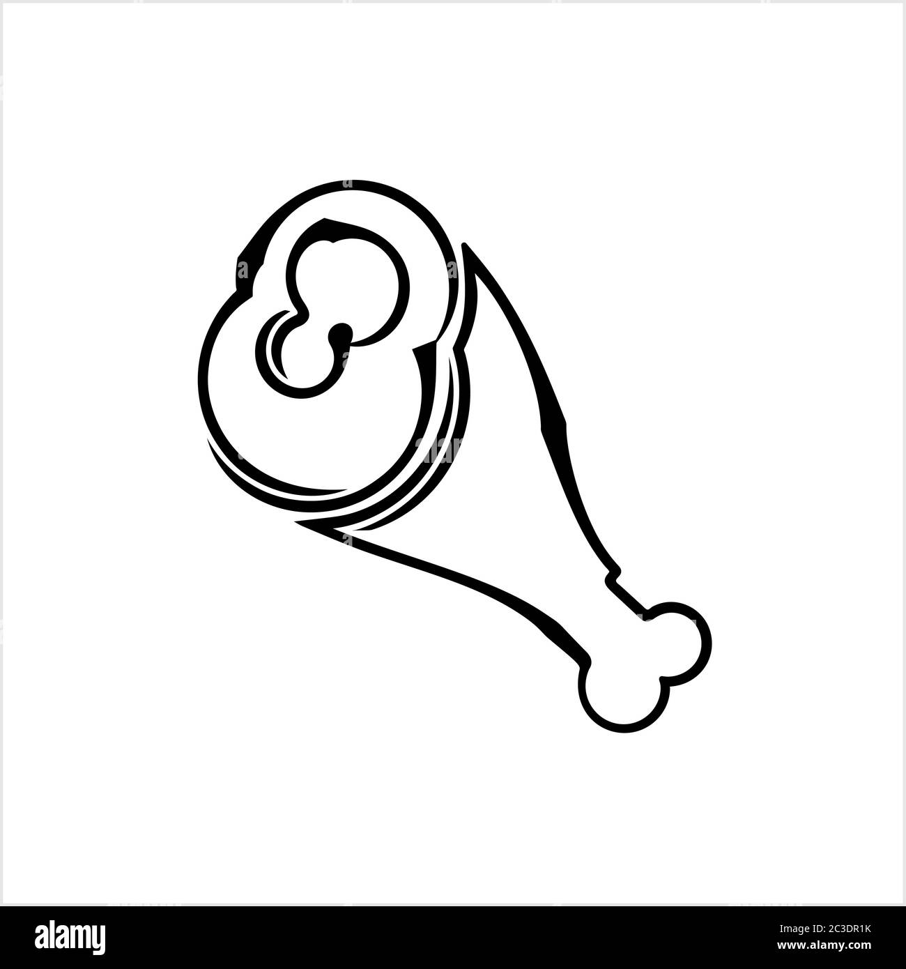 Icône de cuisse de poulet, illustration de l'illustration vectorielle de l'icône de jambe de dinde Illustration de Vecteur