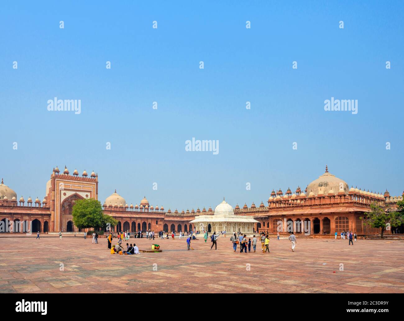 Cour à Jama Masjid, Fatehpur Sikri, district d'Agra, Uttar Pradesh, Inde Banque D'Images