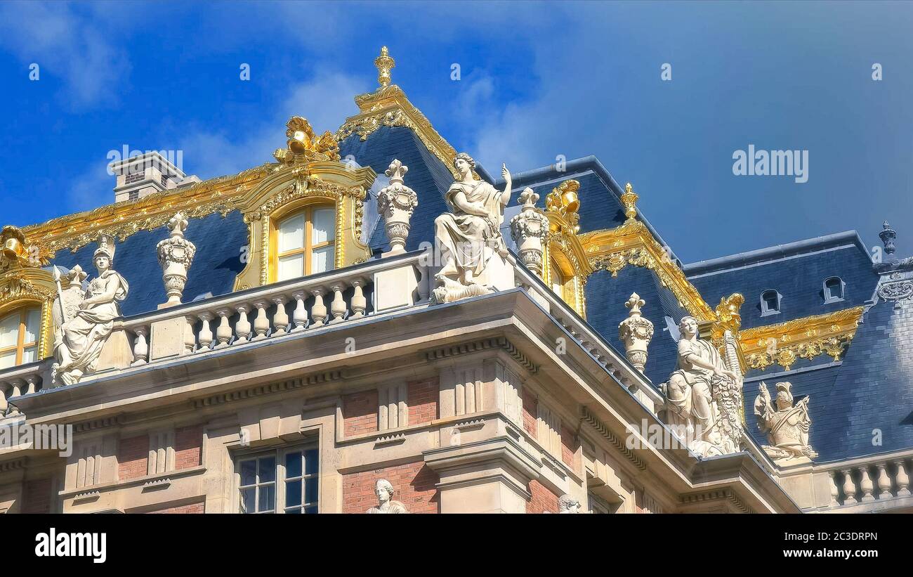 VERSAILLES, PARIS, FRANCE- 23 SEPTEMBRE 2015 : gros plan de la cour en marbre, palais de versailles Banque D'Images