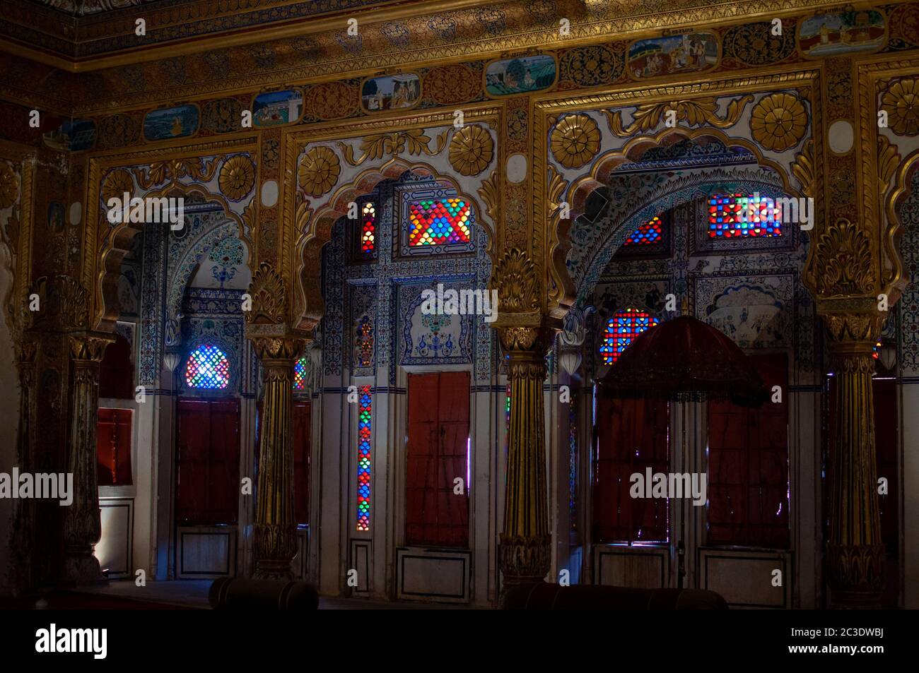 décoration intérieure de la chambre queen size de mehrangarh fort Banque D'Images