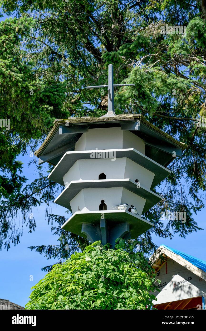 Grande maison d'oiseaux à plusieurs niveaux, South Surrey, Colombie-Britannique, Canada Banque D'Images