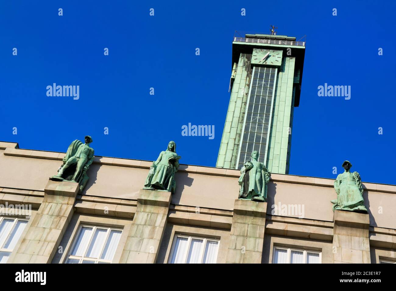 Tour de visualisation et de surveillance de la mairie de la Nouvelle ville (Nova radnice), Ostrava, République Tchèque / Tchéquie. Le bâtiment est le point de repère si la ville. Banque D'Images