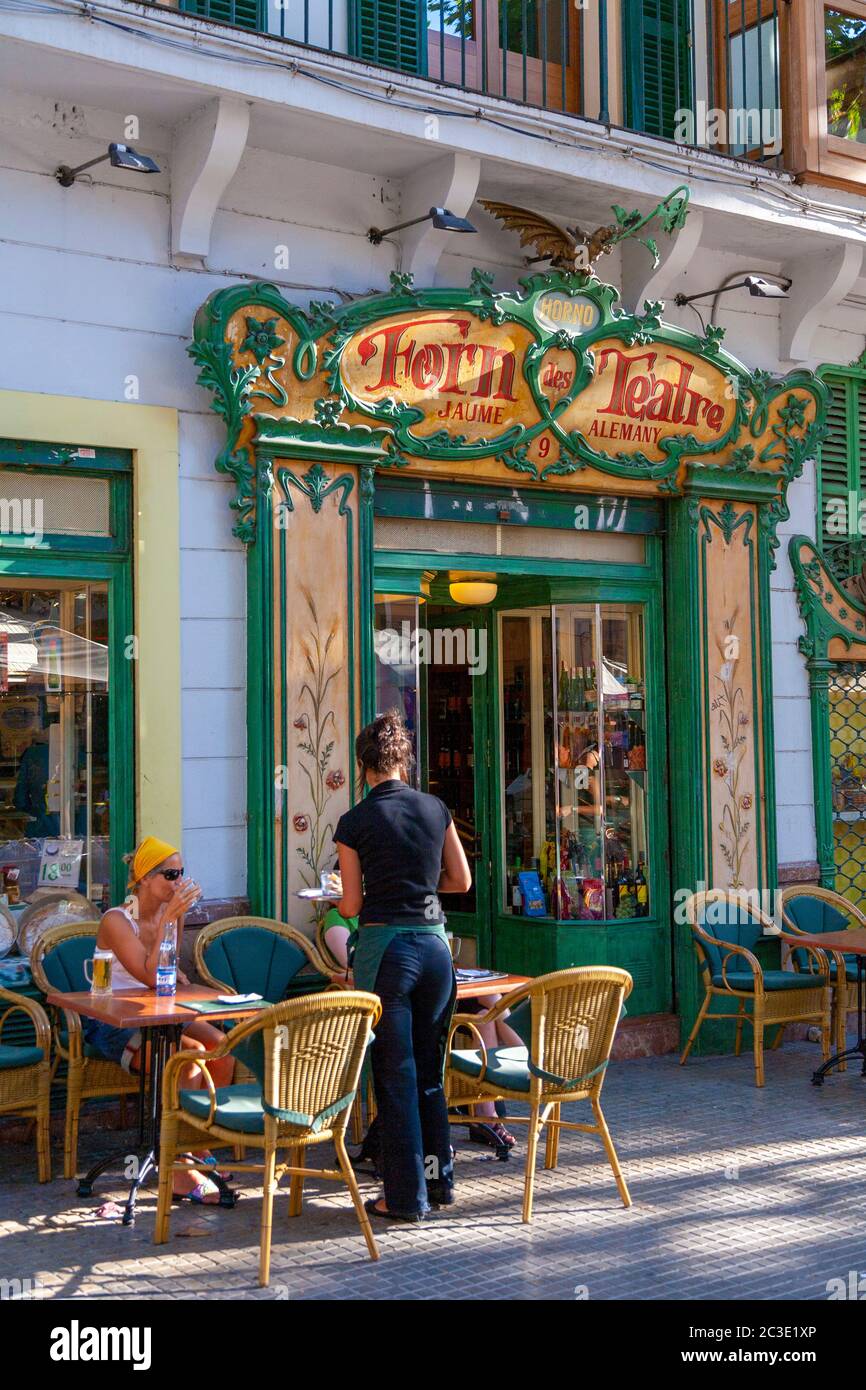 Restaurant Forn des Teatre dans la vieille ville, Palma, Majorque, Espagne Banque D'Images