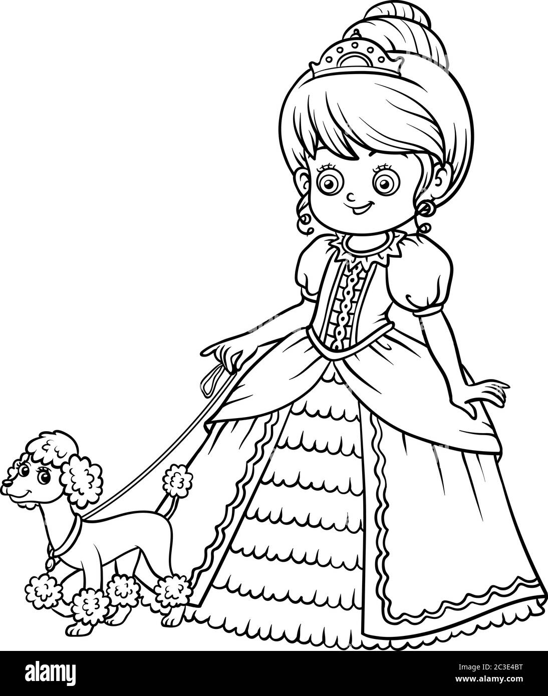 Livre de coloriage pour enfants, personnage de dessin animé, princesse avec  caniche Image Vectorielle Stock - Alamy