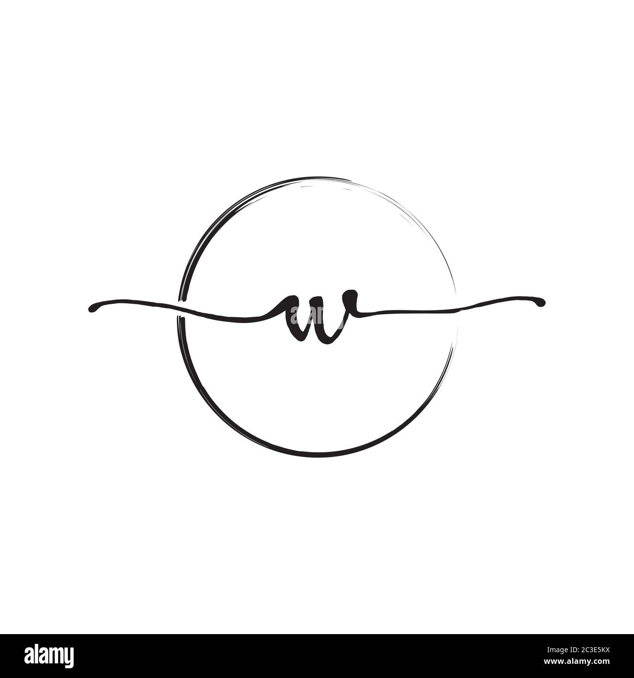 Lettre W écriture minuscule avec cercle forme vecteur Illustration de Vecteur