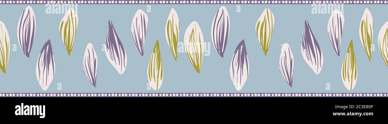imprimé pétales de fleurs pressés avec bordure à motif girly vectoriel Illustration de Vecteur