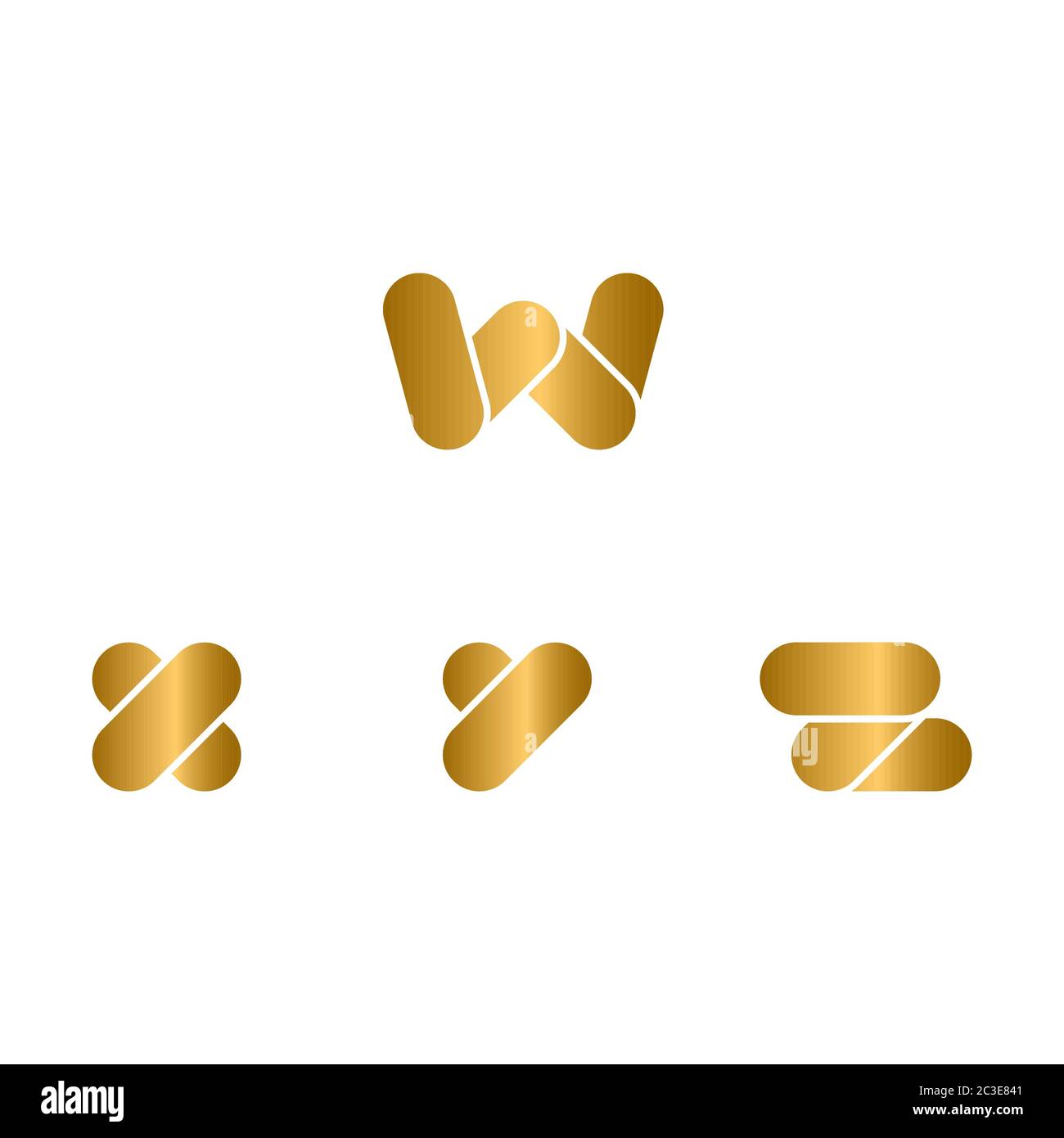 Ensemble de la lettre initiale logo, brillant or font design concept, isolé sur fond blanc. Illustration de Vecteur