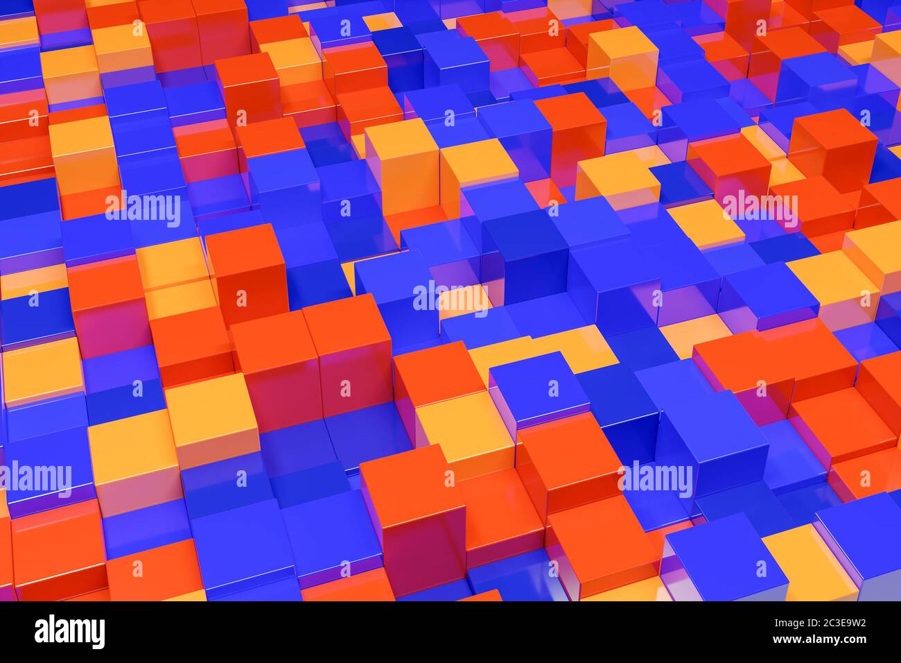 Cubes de couleur bleu orange rouge Banque D'Images