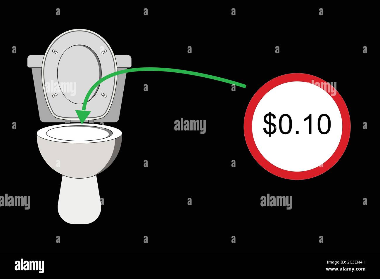 Un panneau de 10 cents dans les toilettes est enfoncé Illustration de Vecteur