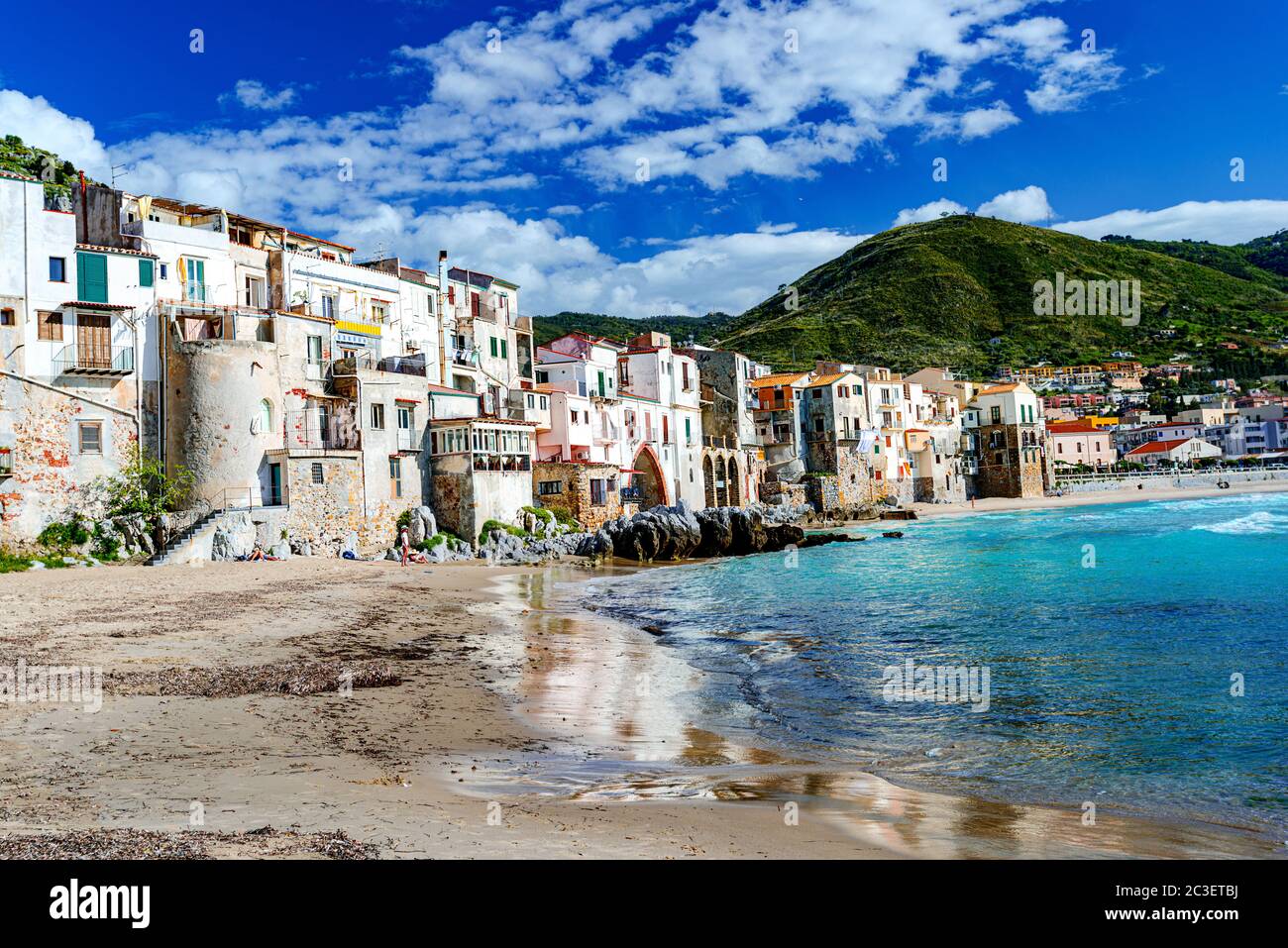 Village médiéval de Cefalu de l'île de Sicile Banque D'Images