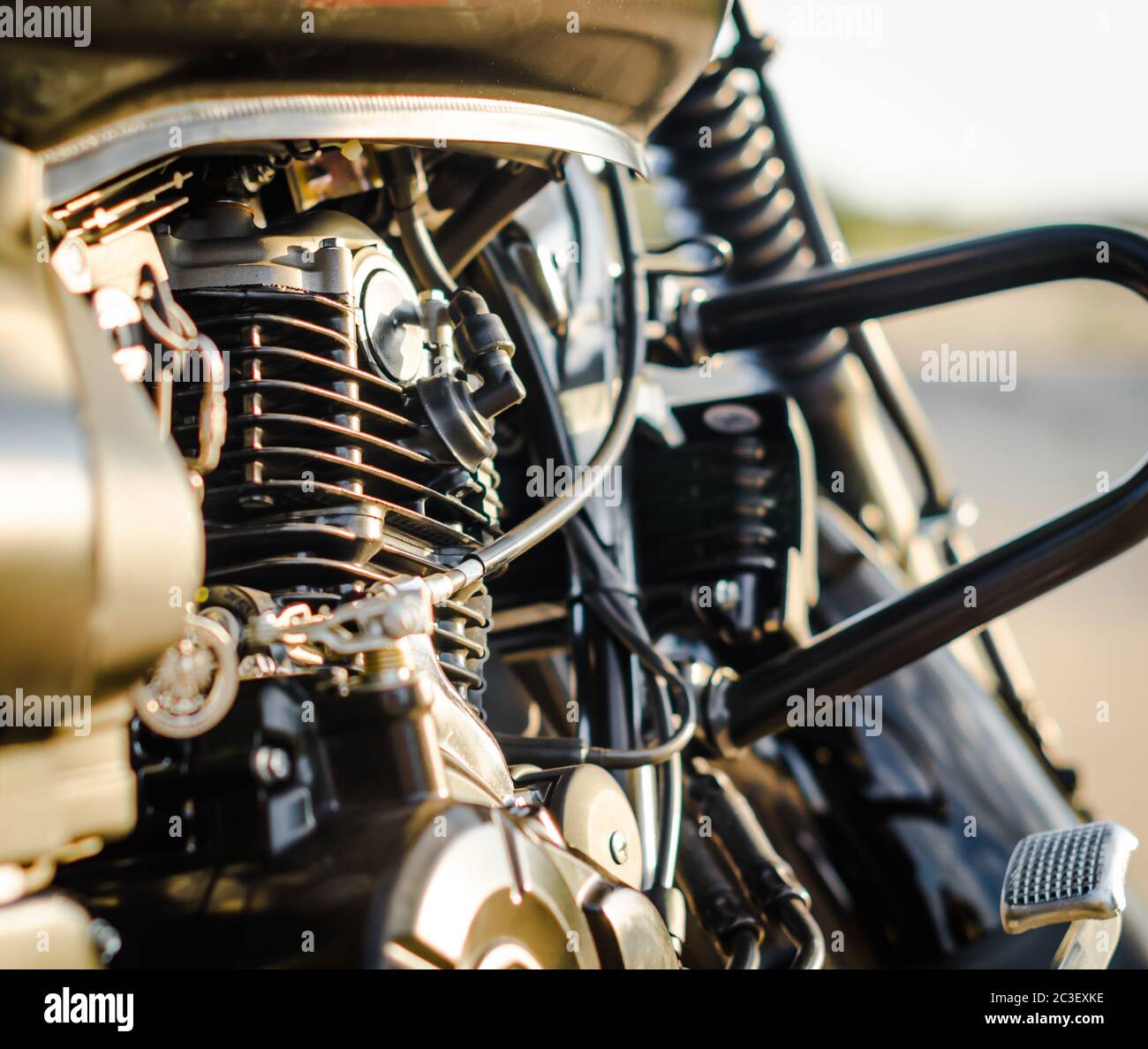 Moteur de moto et un réservoir de carburant moto close-up Photo Stock -  Alamy
