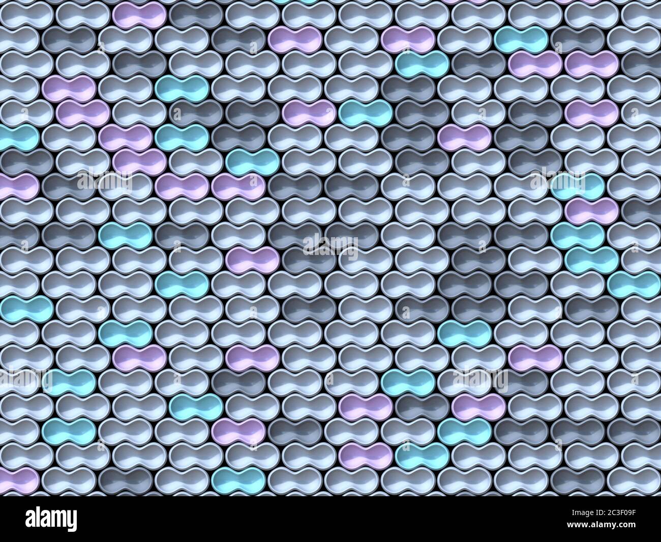 Abstrait géométrique quatre couleurs pastel tuiles concave arrière-plan 3D Banque D'Images