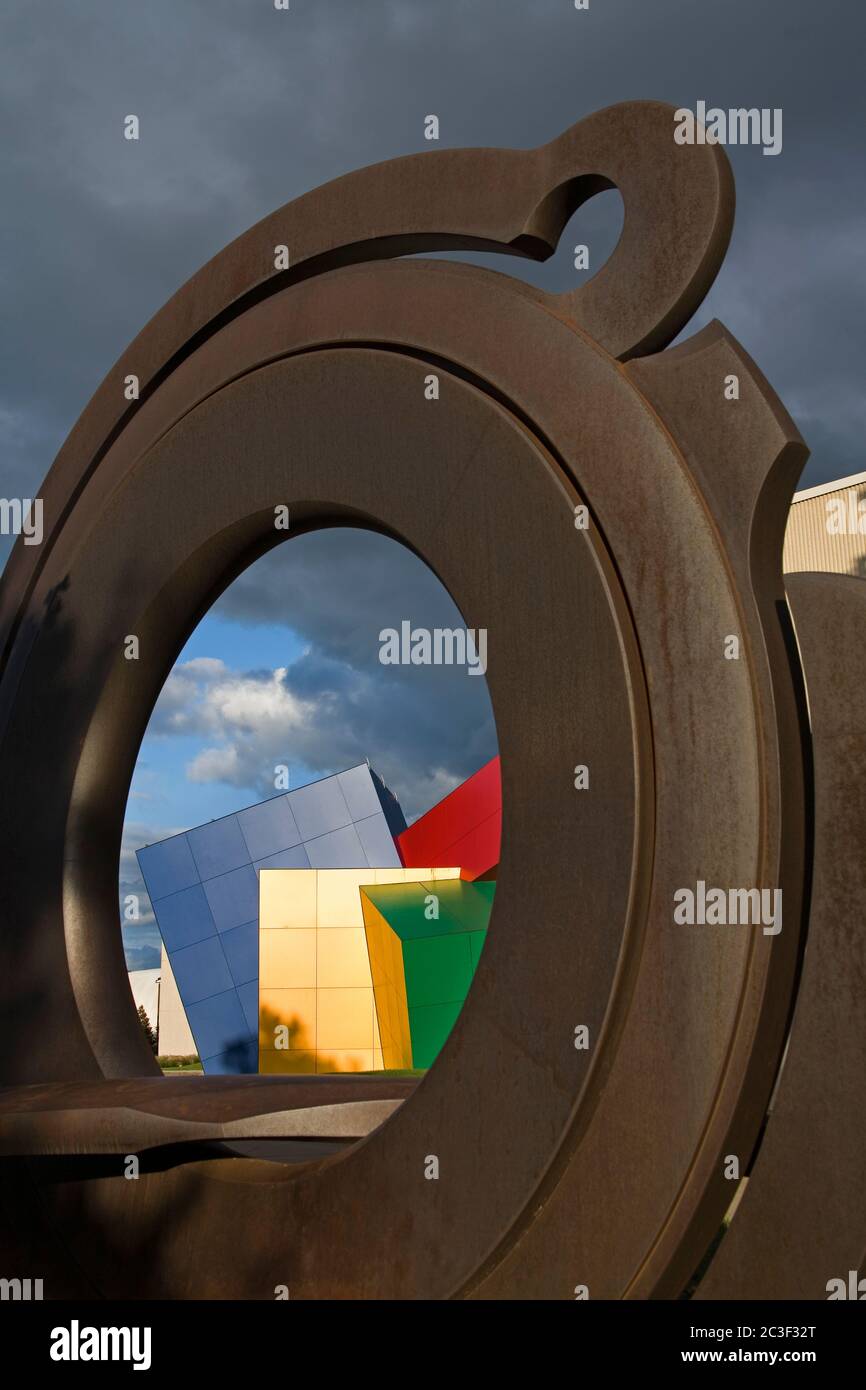 Sculpture à l'extérieur du Strong National Museum of Play, Rochester, New York State, Etats-Unis Banque D'Images