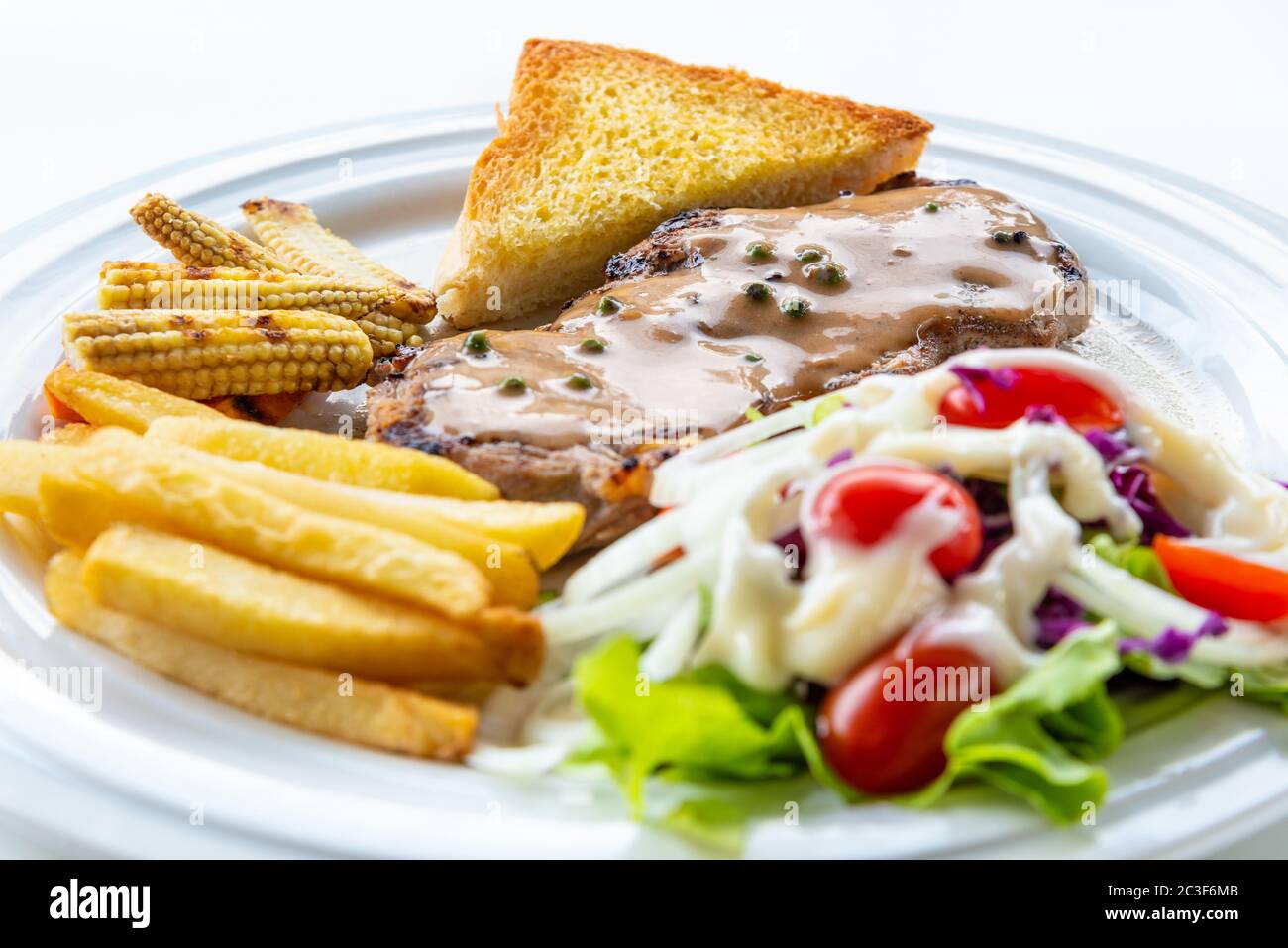 Gros plan steak de porc haché Banque D'Images