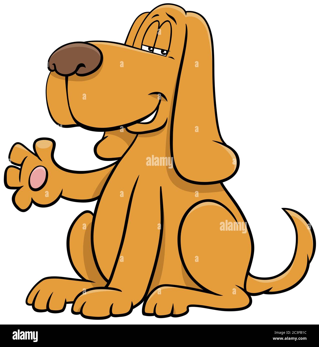 chien dessin animé personnage animal agitant patte Banque D'Images