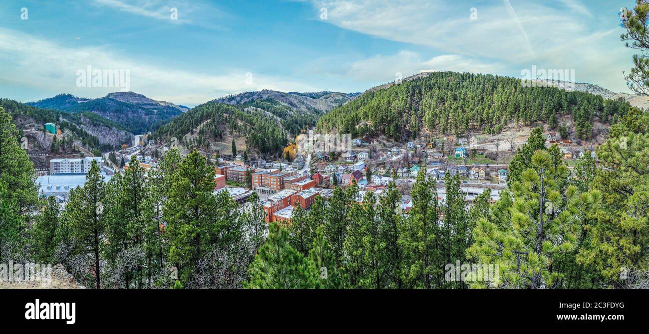 Deadwood - Dakota du Sud - États-Unis - 9 mars 2017. Panorama de la ville historique de Deadwood South Dakota Banque D'Images