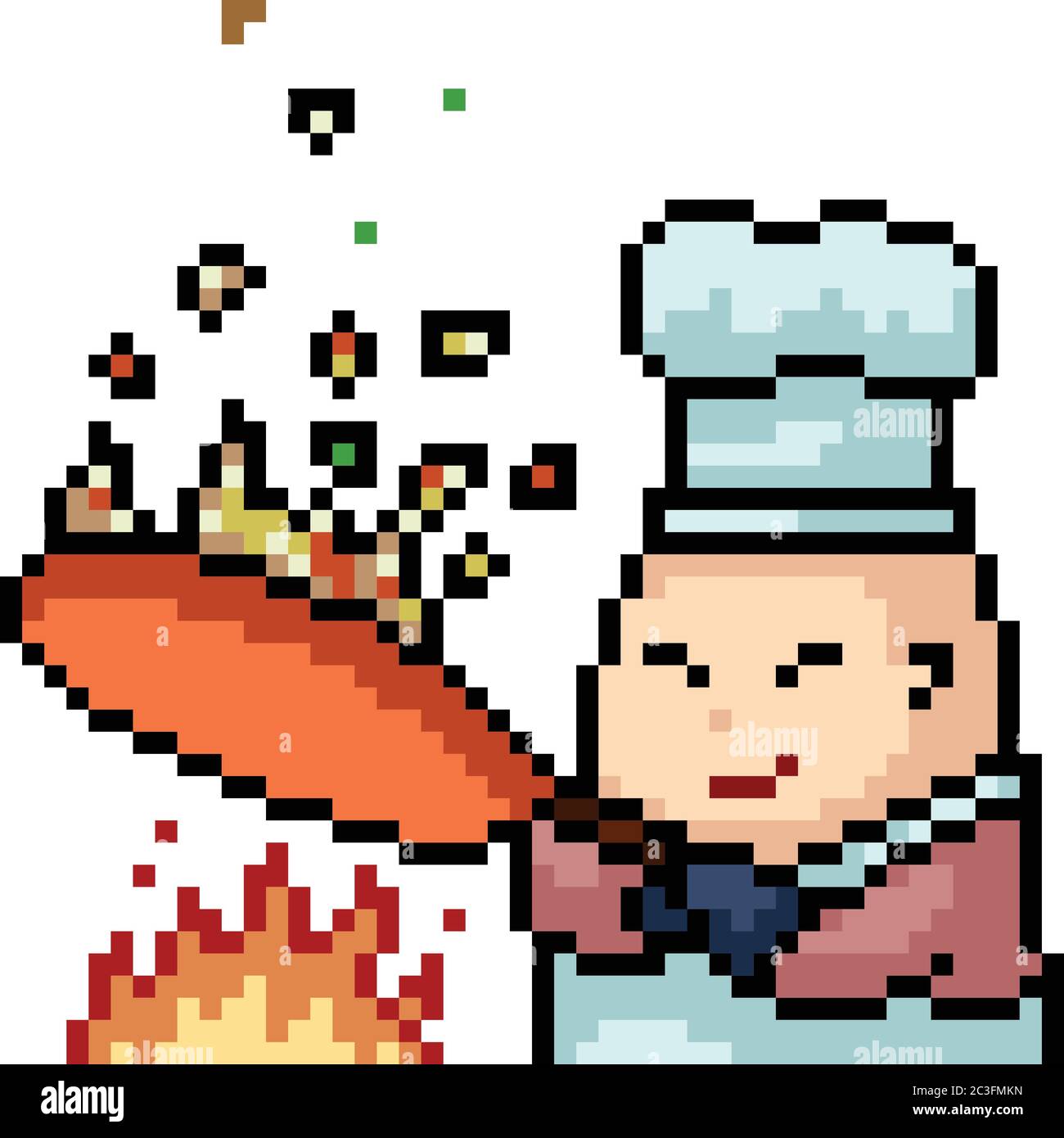 dessin animé isolé de la cuisine de chef d'art vectoriel pixel Illustration de Vecteur