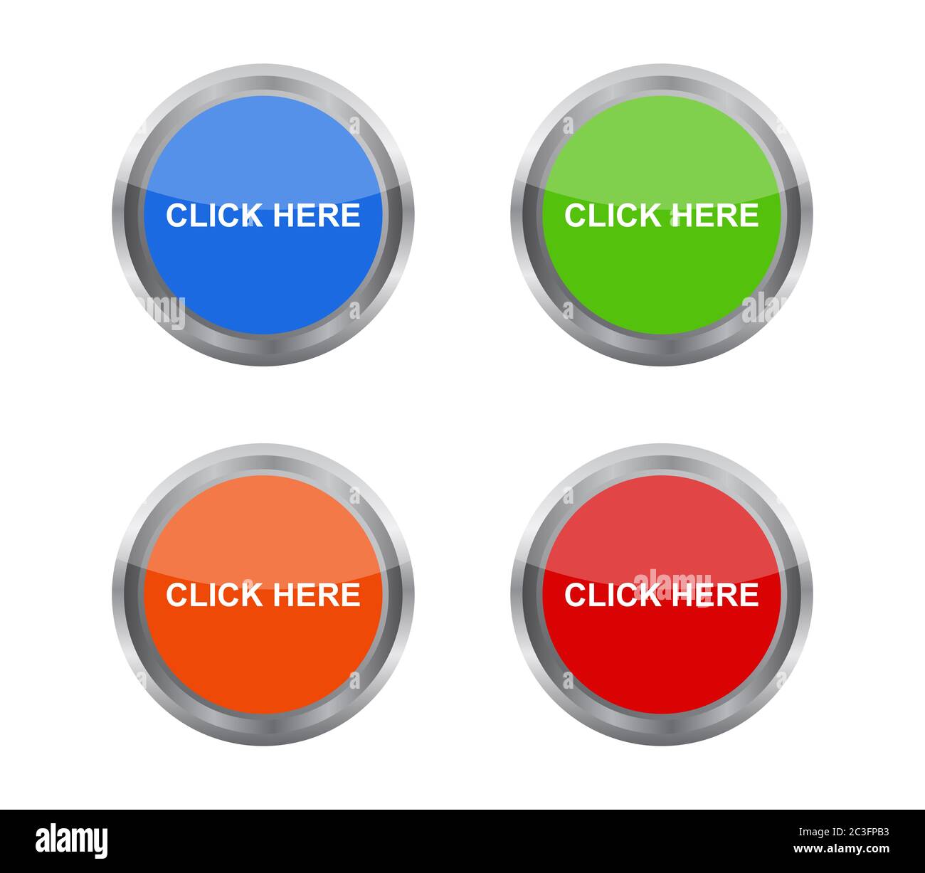 cliquez ici sur l'icône illustrée dans vecteur sur fond blanc Banque D'Images