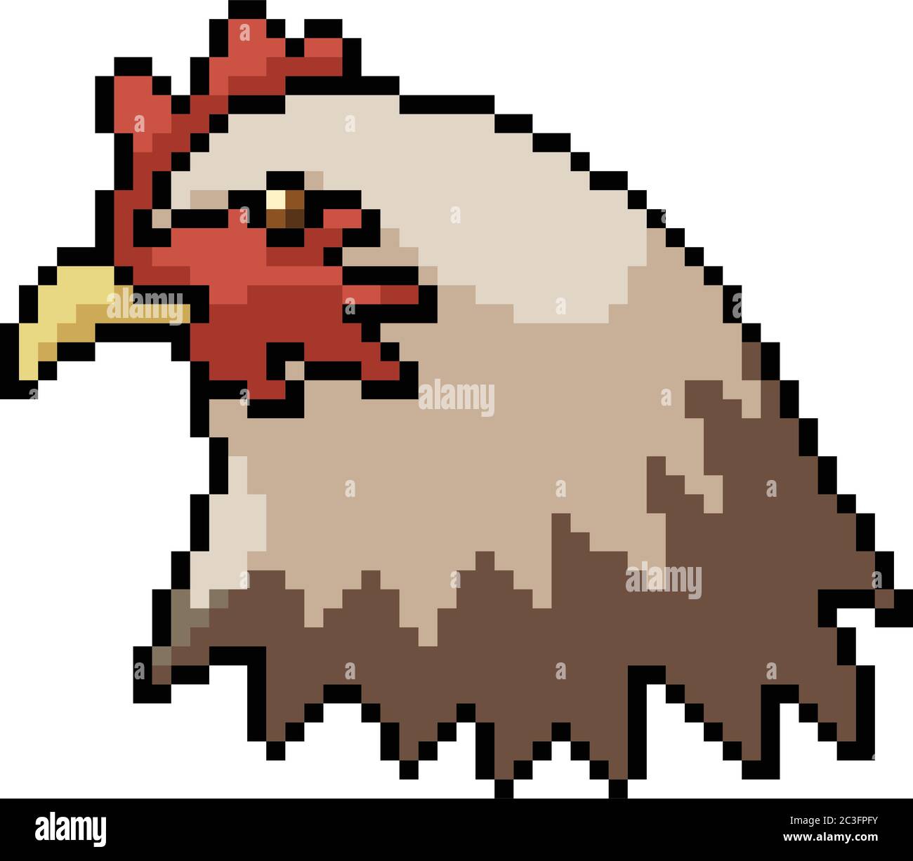 dessin animé isolé de poulet vector pixel art Illustration de Vecteur