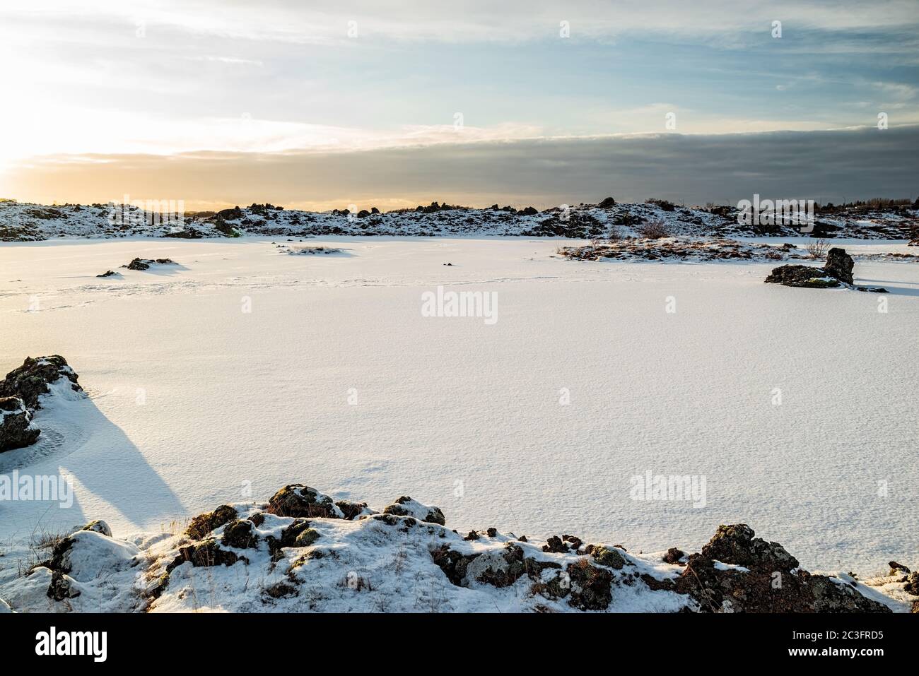 Lac glacé à Gardabaer, Islande Banque D'Images