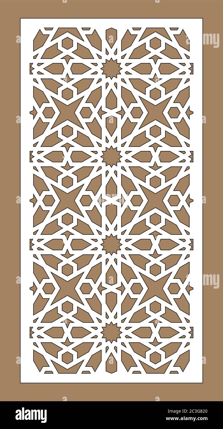 Panneau vectoriel découpé au laser. Décoration CNC, design jali, cloison intérieure. Modèle de découpe laser arabe islamique Illustration de Vecteur