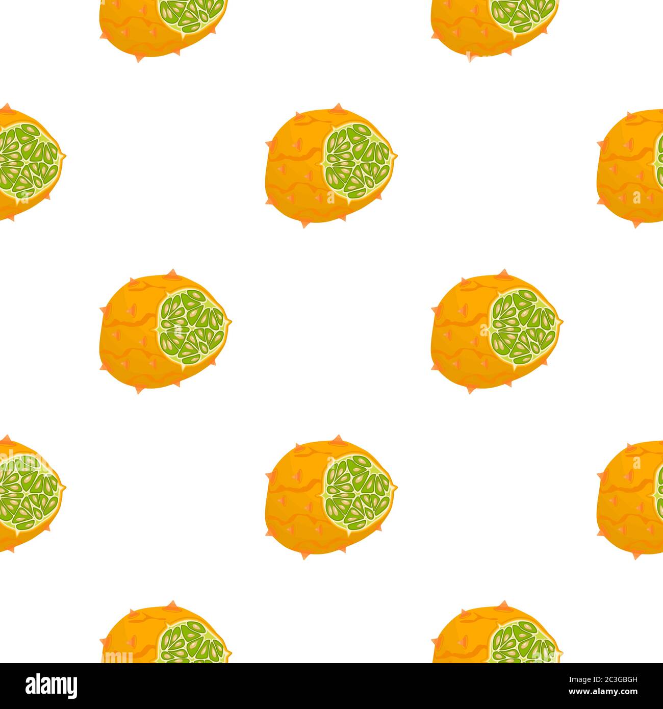 Illustration sur thème grand kiwano coloré sans couture, motif de fruits lumineux pour le phoque. Motif fruits composé de kiwano à répétition sans couture. Simple Illustration de Vecteur