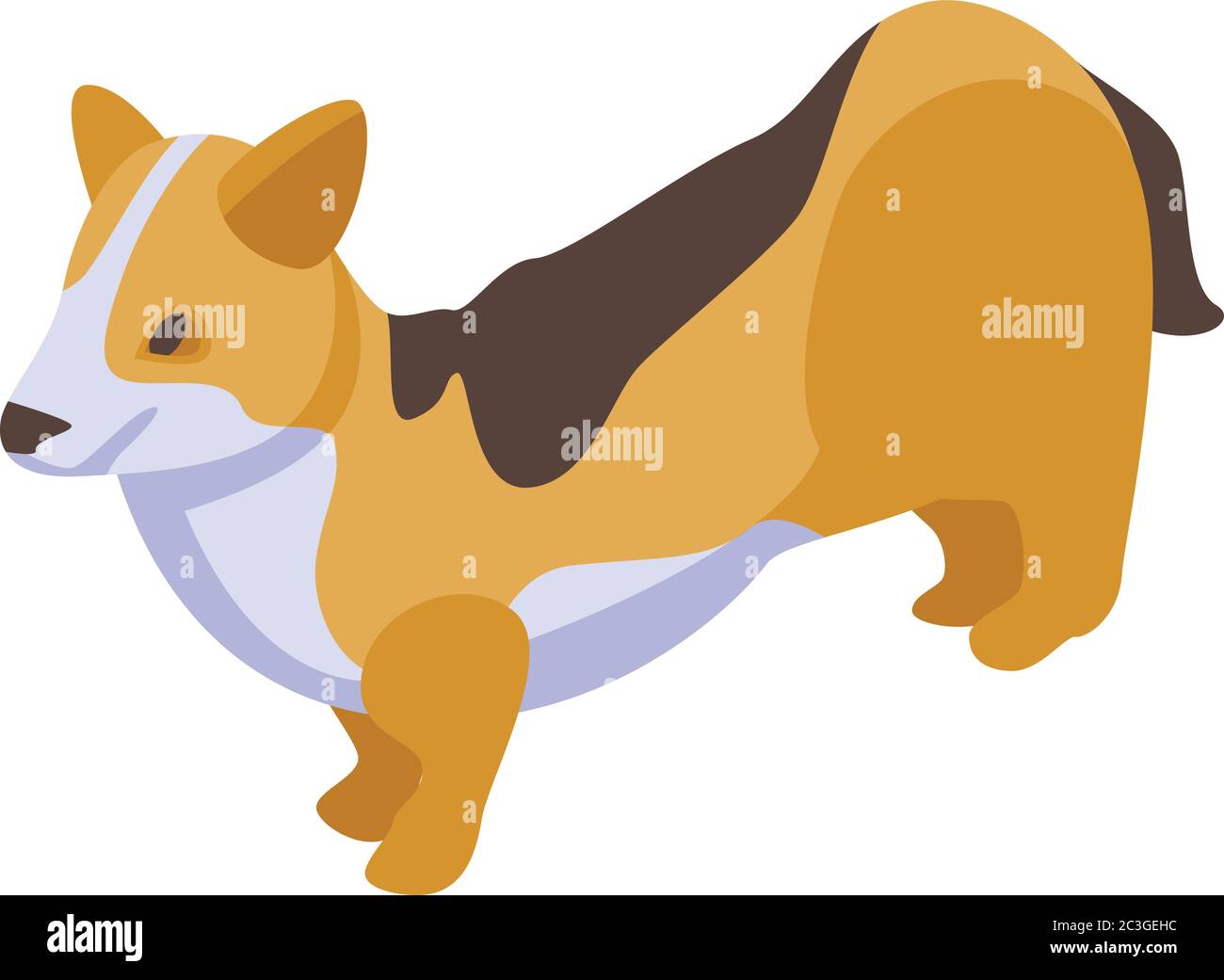 Icône chien corgi chiot, style isométrique Illustration de Vecteur