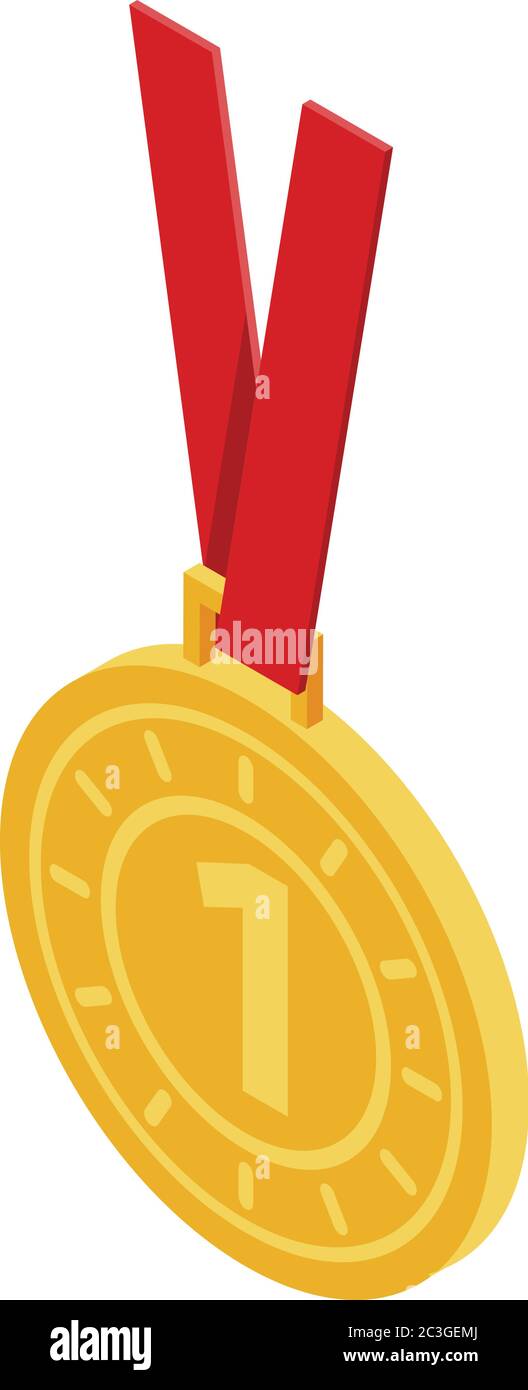 Icône de médaille d'or sport, style isométrique Illustration de Vecteur