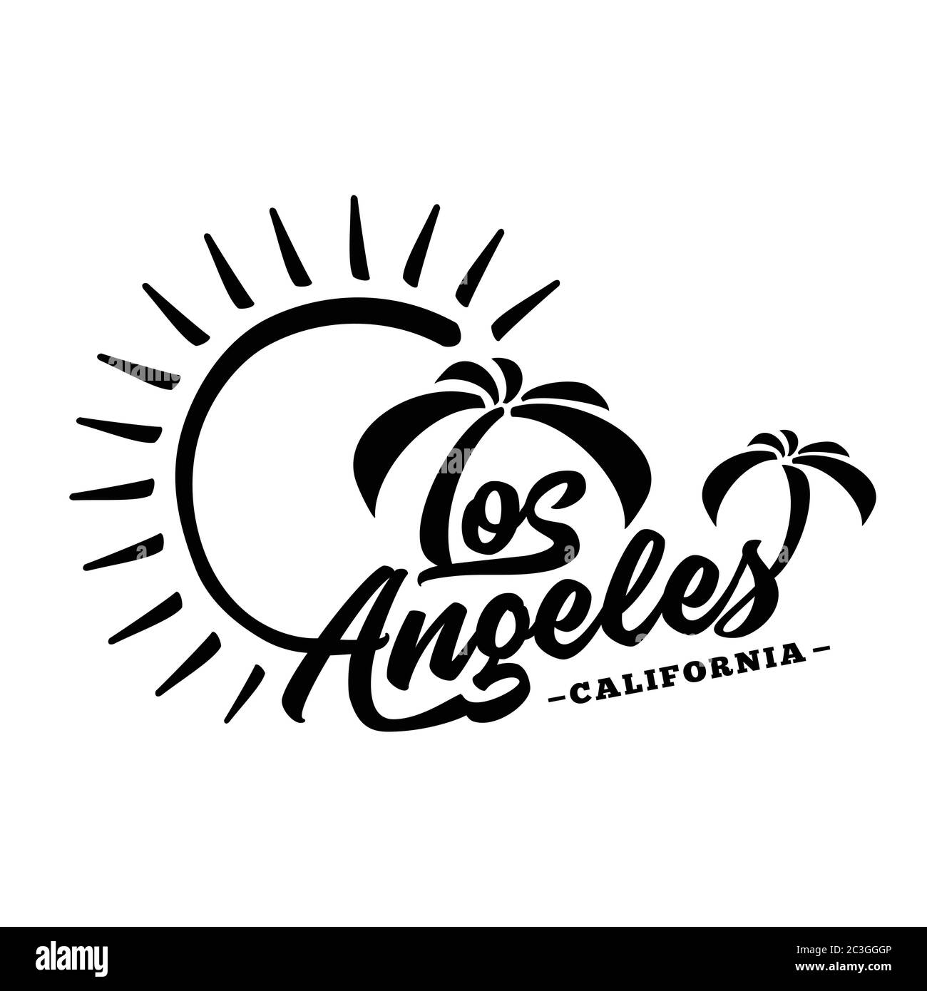 Los Angeles. Lettres noires et blanches. Inscription décorative. Vecteur et illustration vintage. Illustration de Vecteur
