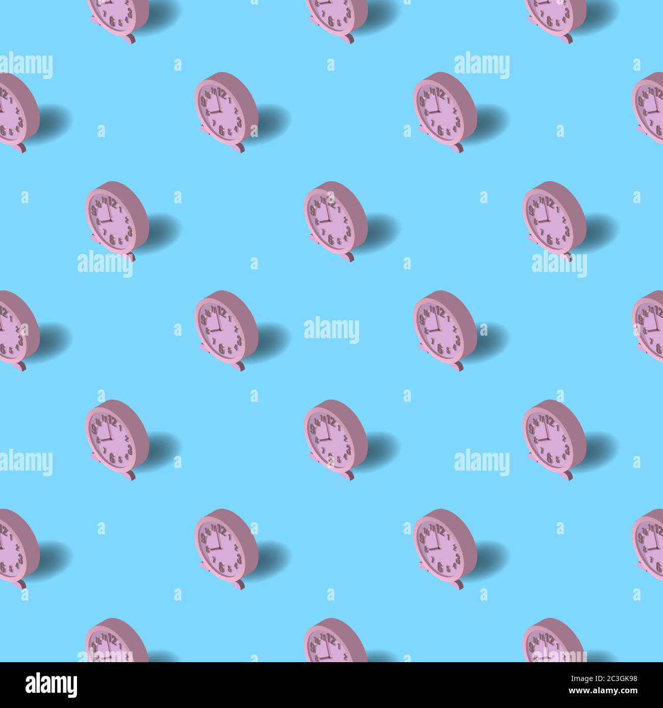 Motif sur fond bleu de réveils roses. Illustration de Vecteur