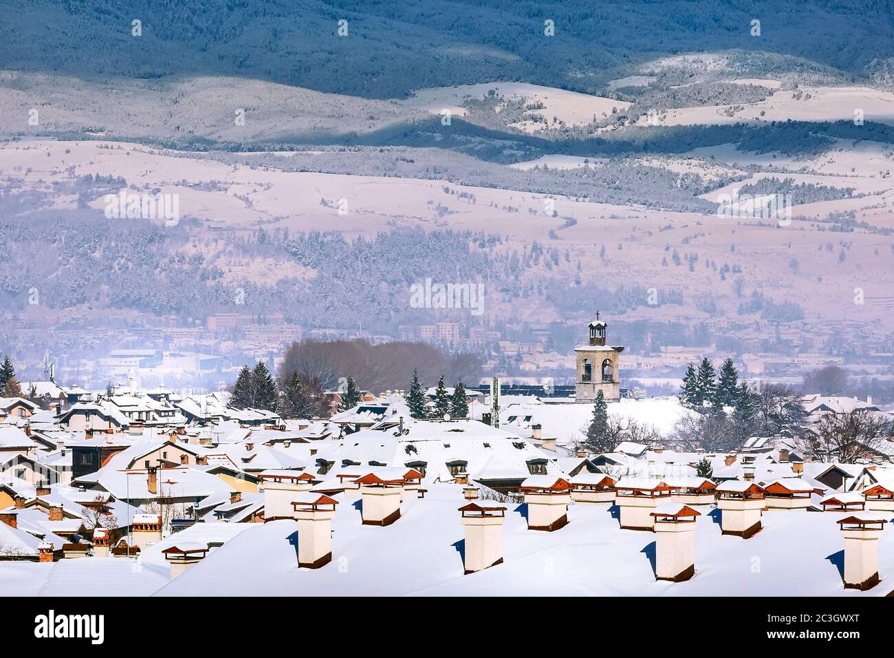 station de ski bulgare Bansko, Bulgarie Banque D'Images