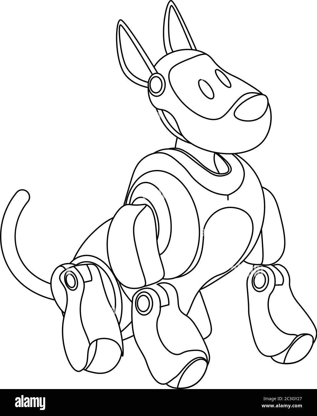 Pages de coloriage pour chiens robots. Illustration vectorielle sur le thème de la créativité et des loisirs pour les enfants et les adultes. Illustration de Vecteur
