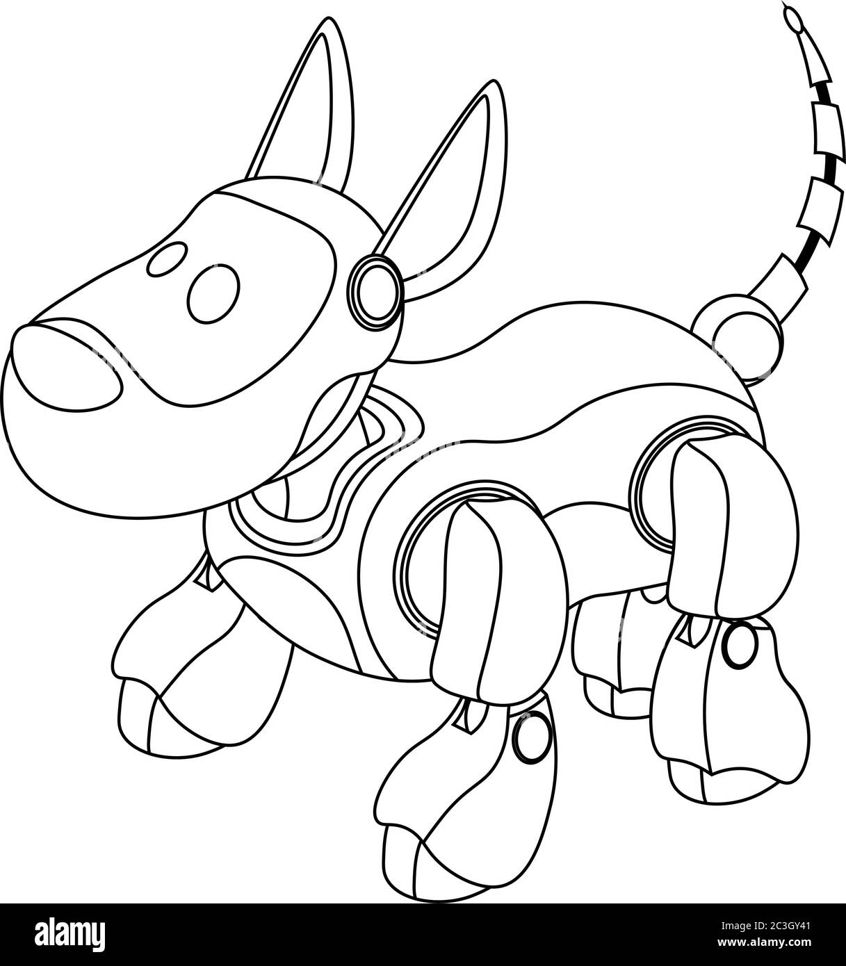 Pages de coloriage pour chiens robots. Illustration vectorielle sur le thème de la créativité et des loisirs pour les enfants et les adultes. Illustration de Vecteur