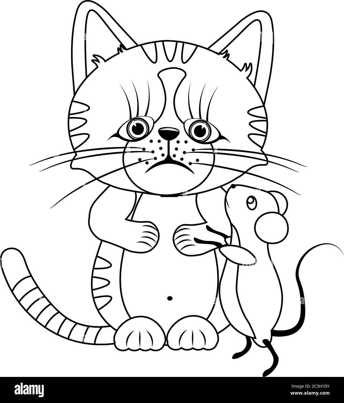Livre De Coloriage Avec Un Chaton Et Une Souris Illustration Vectorielle Sur Le Theme De La Creativite Et De La Relaxation Pour Les Adultes Et Les Enfants Image Vectorielle Stock Alamy