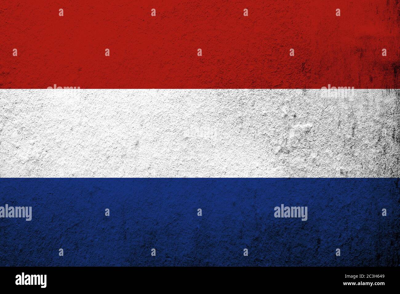 Le drapeau national du Royaume des Pays-Bas. Fond Grunge Banque D'Images