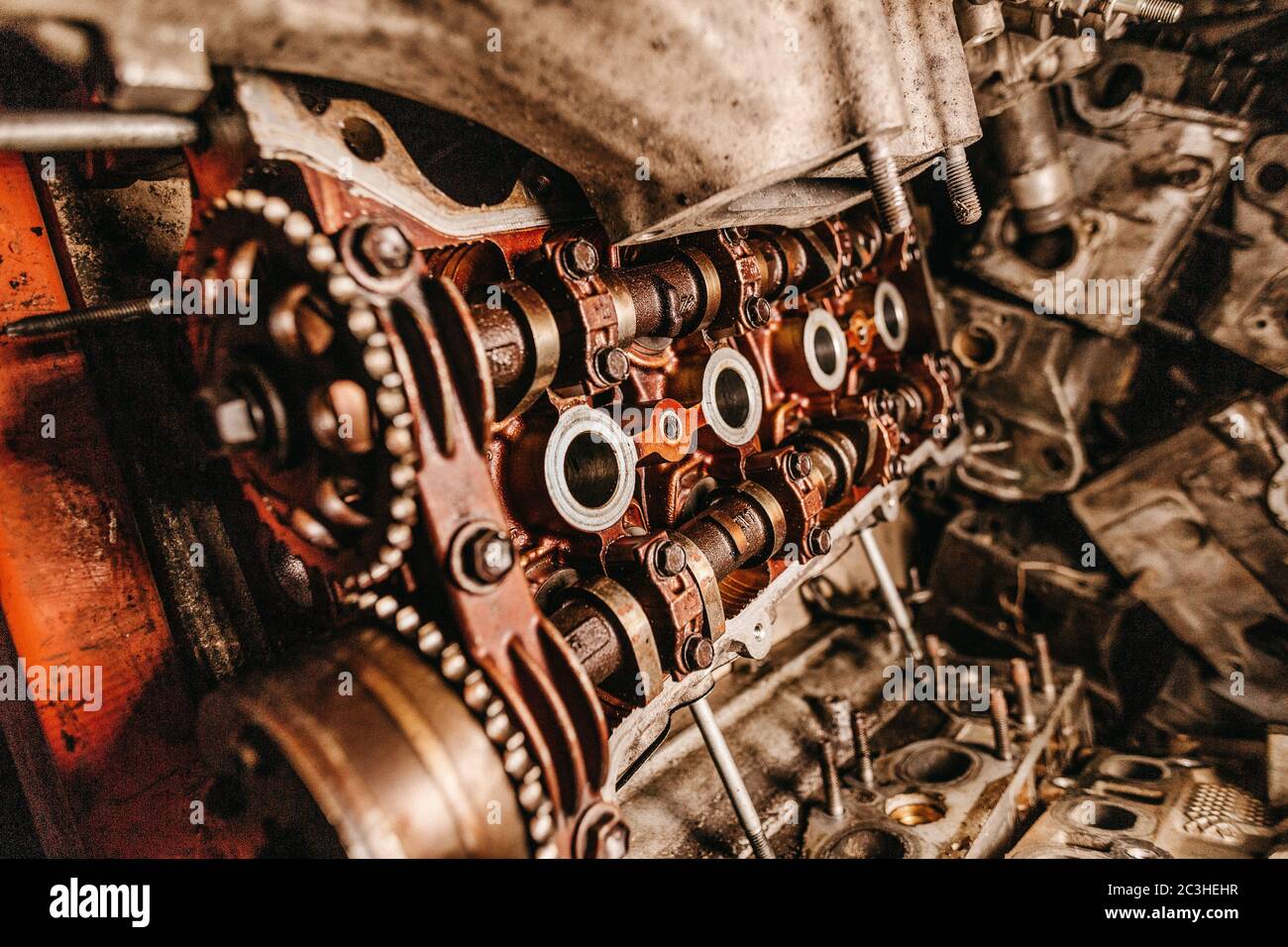 Gros plan sur les détails d'une ancienne machine industrielle Banque D'Images