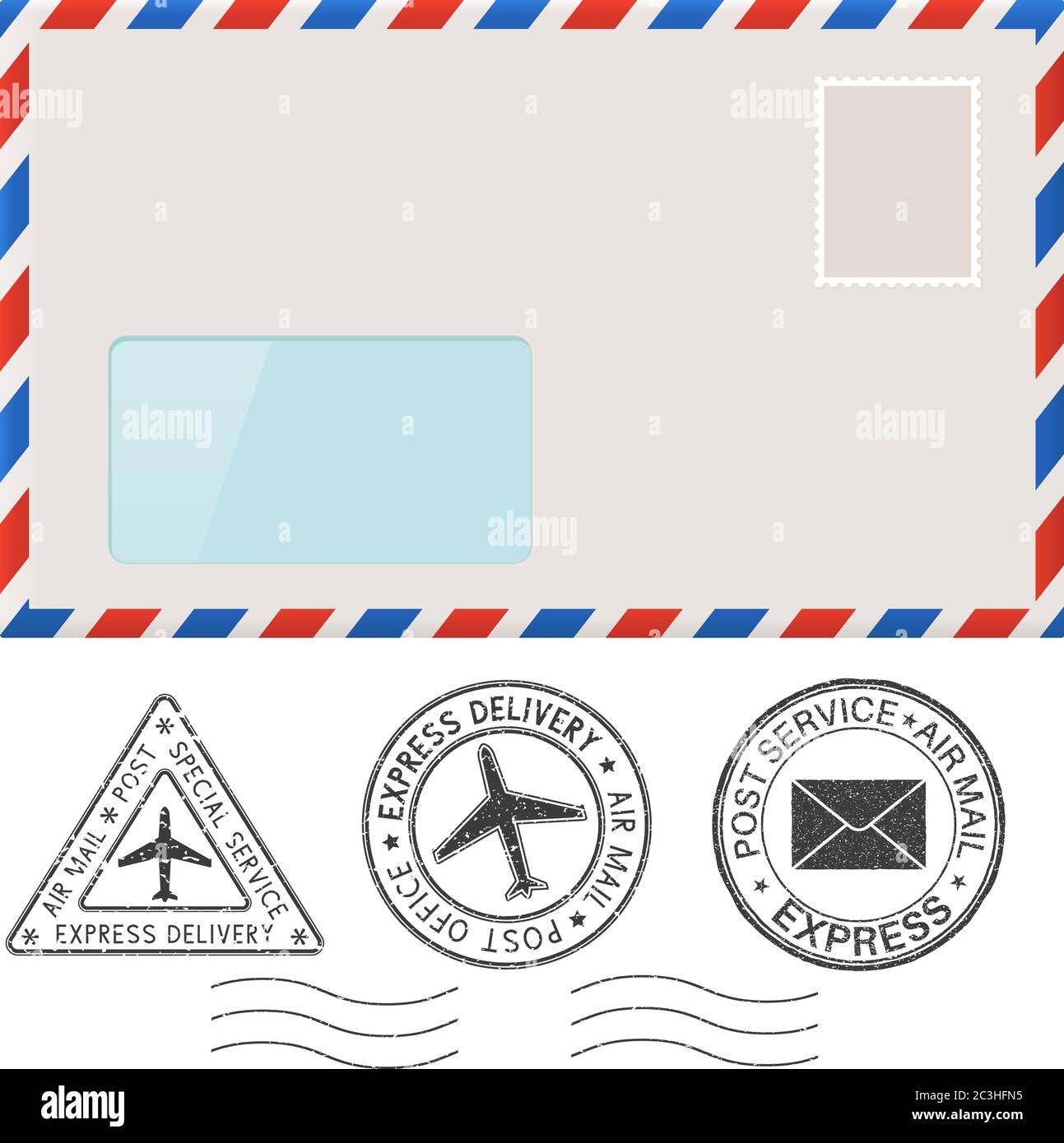 Enveloppe vierge et éléments de marque de poste Illustration de Vecteur
