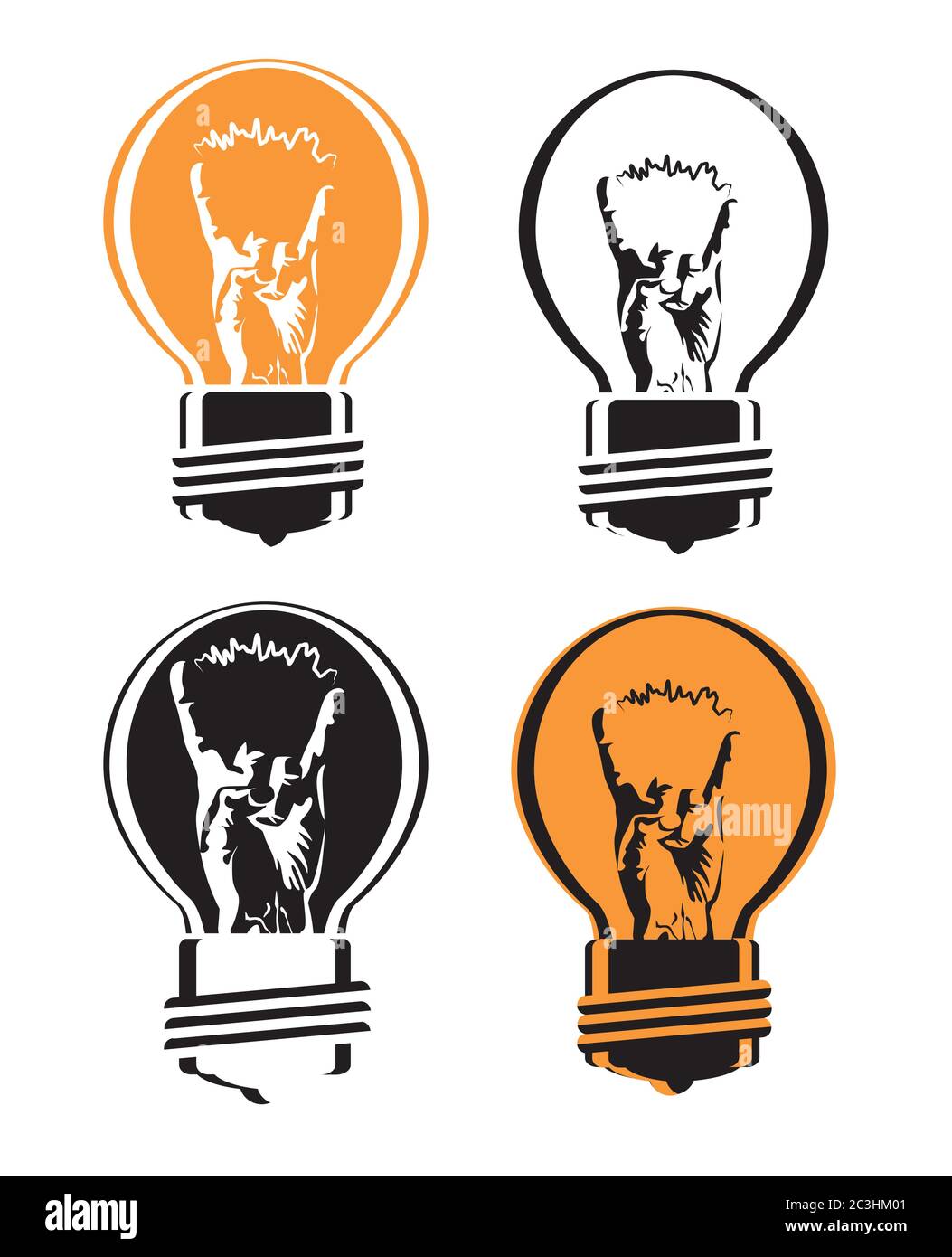illustration vectorielle stylisée avec filament d'ampoule avec un geste de la main cool Illustration de Vecteur