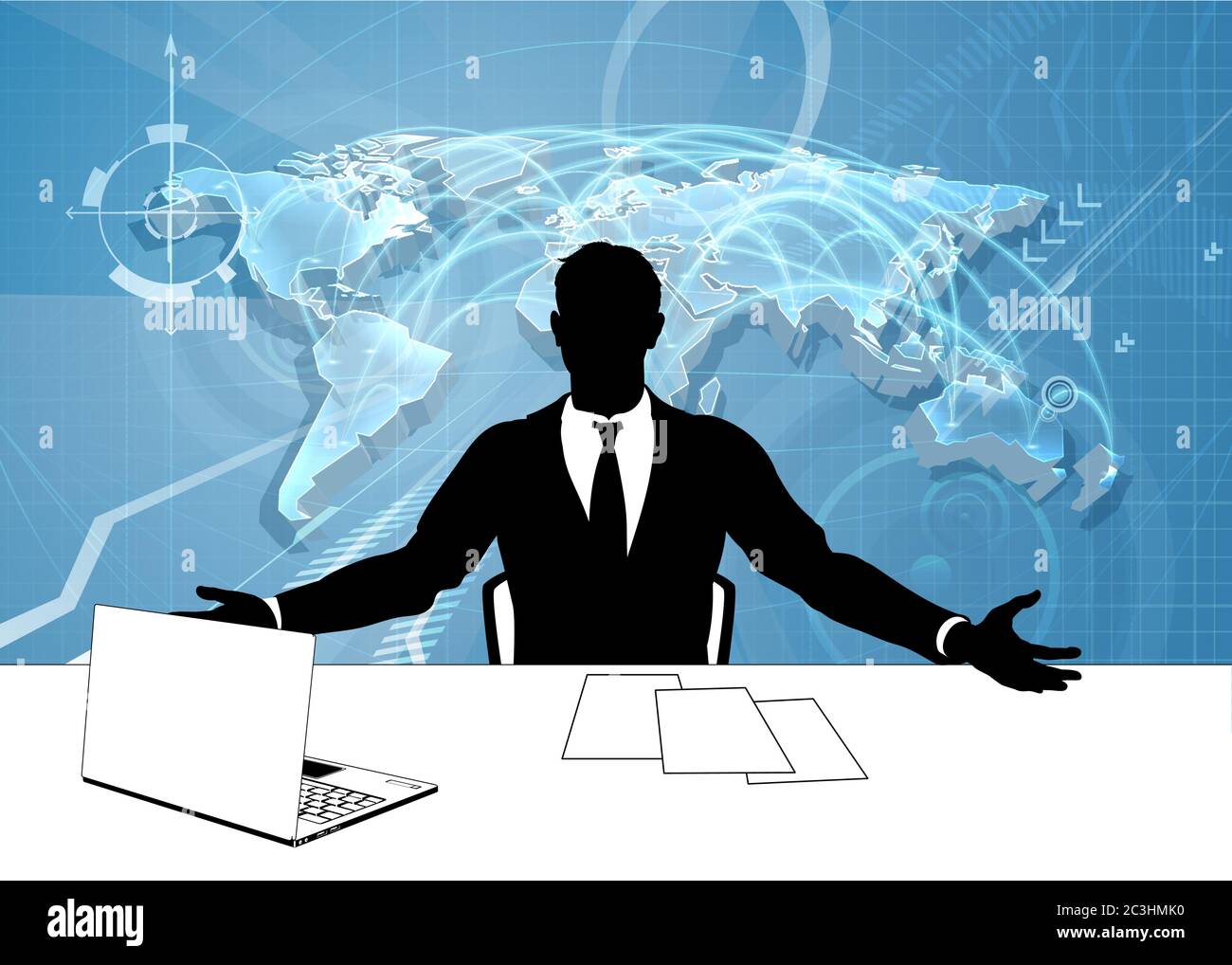 Présentateur de l'émission télévisée Silhouette TV reporter Illustration de Vecteur