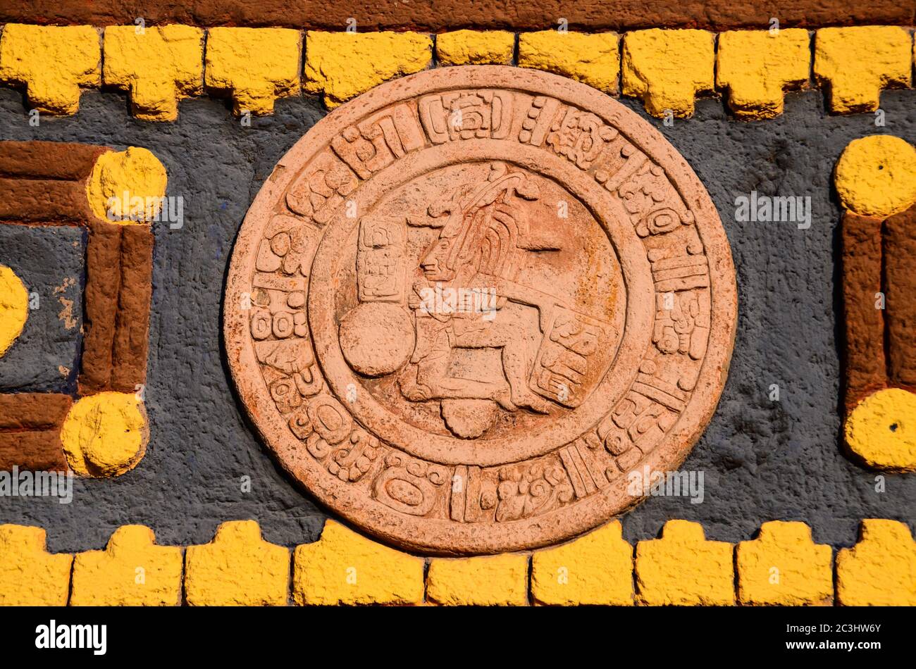 Calendrier de l'art maya typique Bas-relief Ruins Banque D'Images