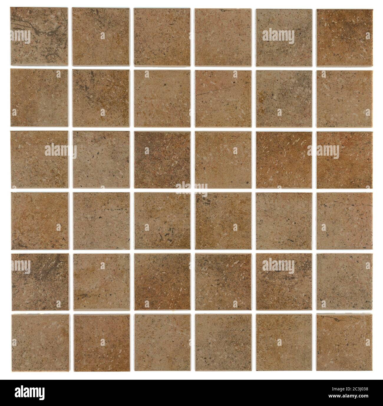 Gros plan de carreaux carrés bruns isolés sur un fond blanc Banque D'Images