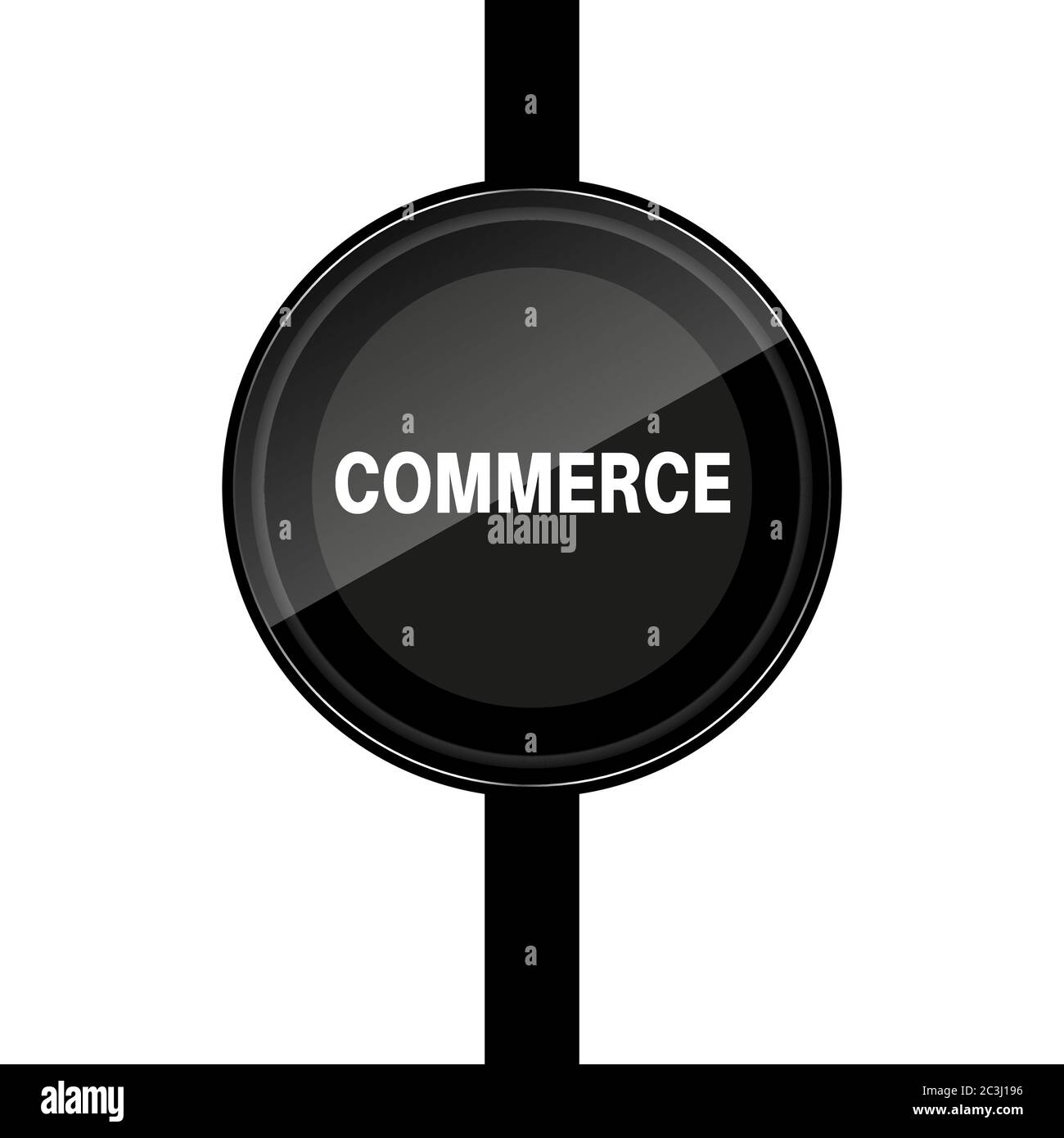 Illustration de forme vectorielle ronde noire sur fond blanc. Affiche qui écrit le commerce juste au milieu de la forme. Illustration de Vecteur