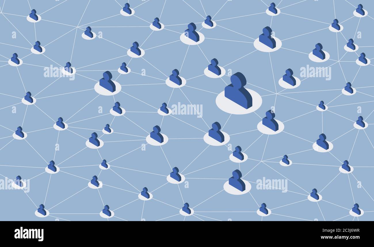Réseaux sociaux médias mondial communication personnes partage d'informations Web 3D plat illustration vectorielle isométrique infographique. Connexion réseau Illustration de Vecteur