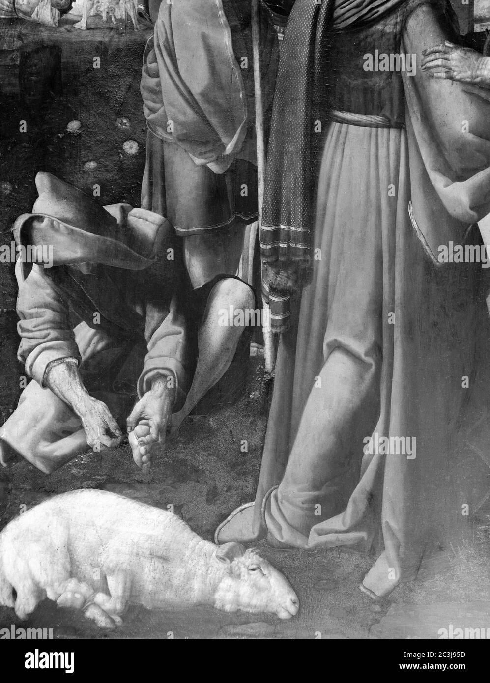 DETALLE DEL ABRAZO DE SAN JOAQUIN A SANTA ANA DEL RETABLO DE LA CATEDRAL DE VALENCIA - SIGLO XVI - RENACIMIENTO ESPAÑOL - B/N - AÑOS 60. AUTEUR: LLANOS HERNANDO / YANEZ DE LA ALMEDILLA. Emplacement: CATEDRAL-INTÉRIEUR. Valence. ESPAGNE. Banque D'Images