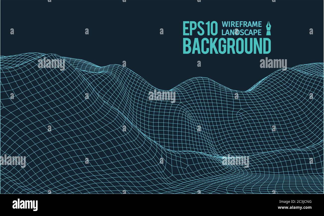 Fil de fer 3D grand angle terrain vecteur EPS10 Illustration de Vecteur