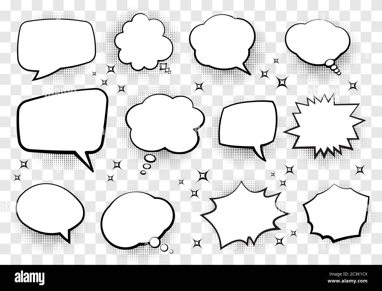 Jeu de bulles de voix de style comique pour votre conception. Illustration vectorielle. Illustration de Vecteur