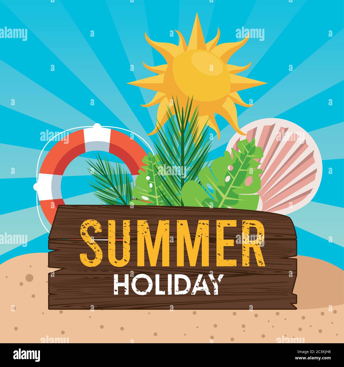 Etiquette De Vacances D Ete Avec Motif D Illustration Representant Un Vecteur Soleil Image Vectorielle Stock Alamy
