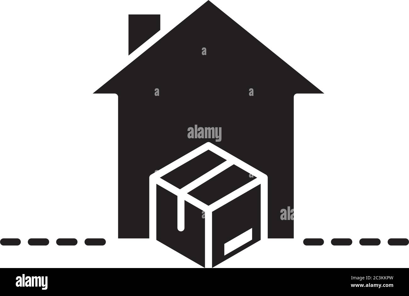 emballage de livraison, vente de carton de caisse de la distribution, expédition logistique de marchandises vecteur illustration style icône Illustration de Vecteur