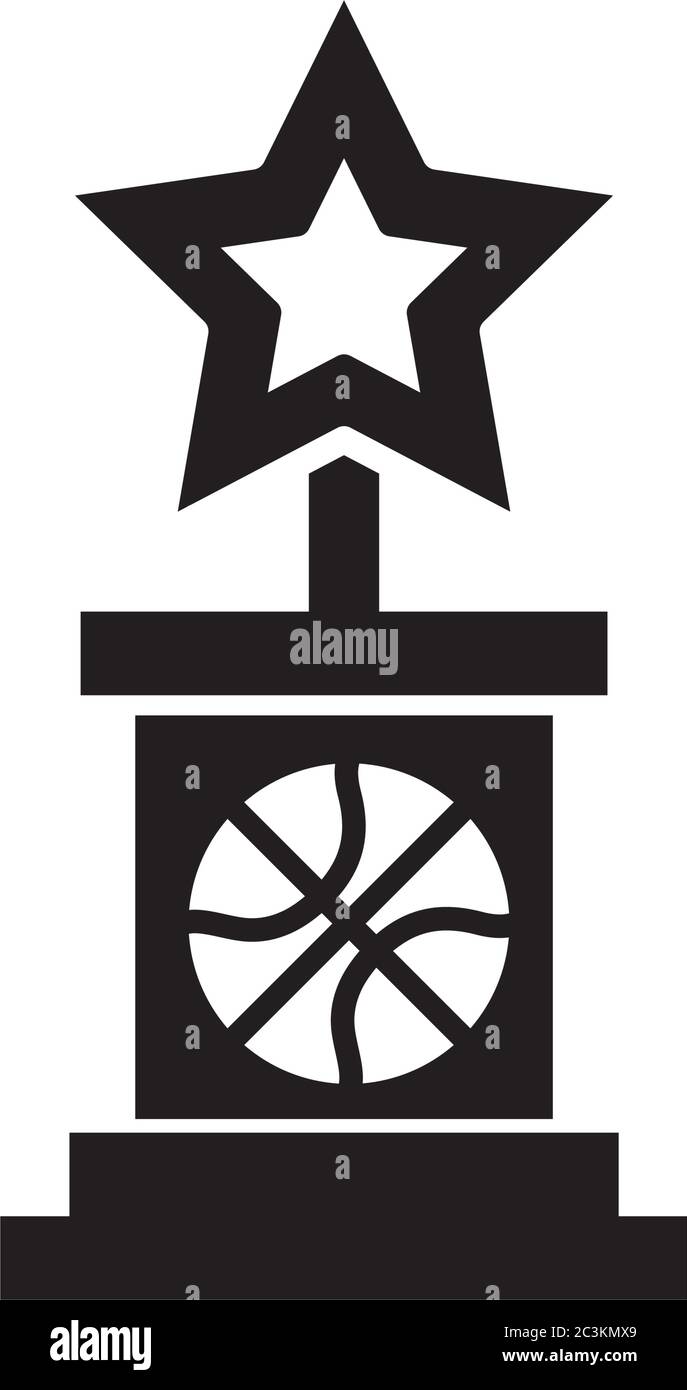 jeu de basket-ball, trophée étoile équipement récréation sport silhouette style icône illustration vectorielle Illustration de Vecteur